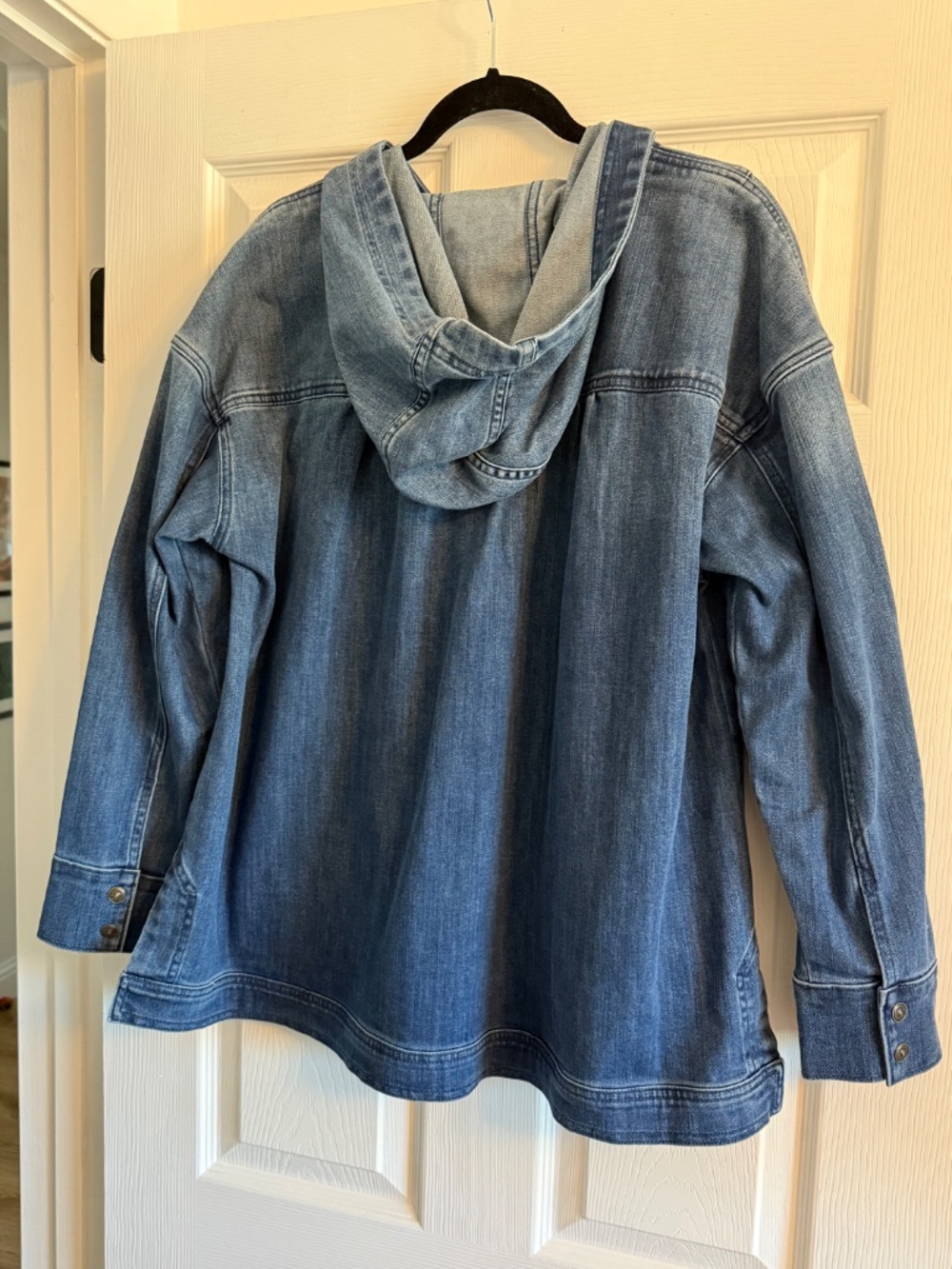 LOGO Lori Goldstein denim hoodie pullover large - Picture 2 of 11